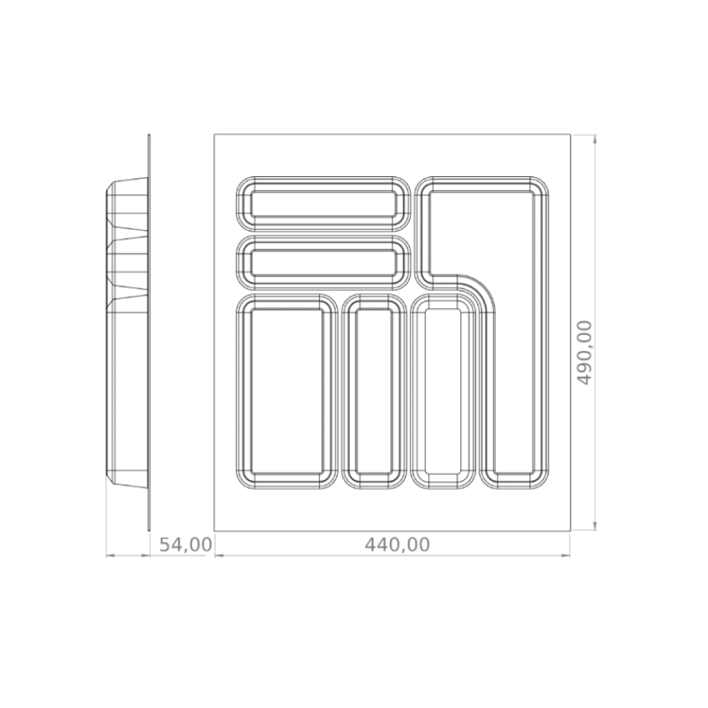 Κουταλοθήκη συρταριού για κουτί 500mm (440x490) ανθρακί