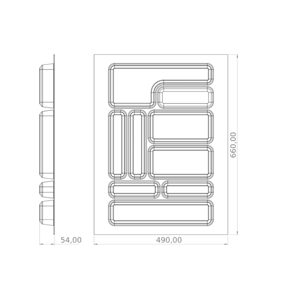 Κουταλοθήκη συρταριού για κουτί 700mm (660x490) ανθρακί