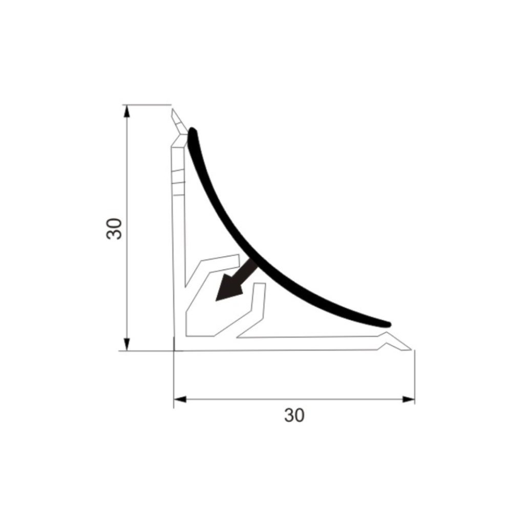 Αρμοκάλυπτρο PVC πομπέ μέσα 30x30 3660mm