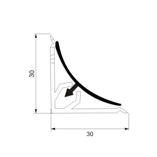 Αρμοκάλυπτρο PVC πομπέ μέσα 30x30 μαύρο 3660mm