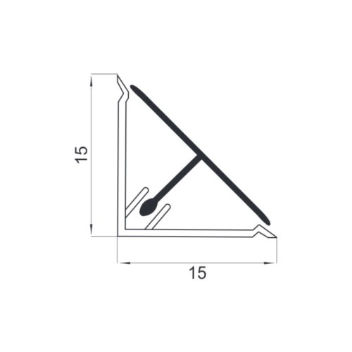 Αρμοκάλυπτρο στενό 15x15 αλουμινίου μαύρο 4000mm