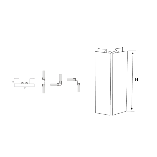 Γωνία μπάζας πλαστική με επικάλυψη αλουμινίου H=100mm