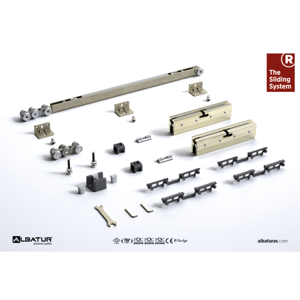 Μηχ/μός ALB 9985 Συρόμενης Γυάλινης Πόρτας 120 Kg Φρένο Διπλής Κατεύθυνσης για Πάχος 8-10-12 mm