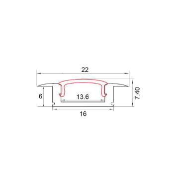 Προφίλ αλουμινίου χωνευτό για LED 15x10x3000mm