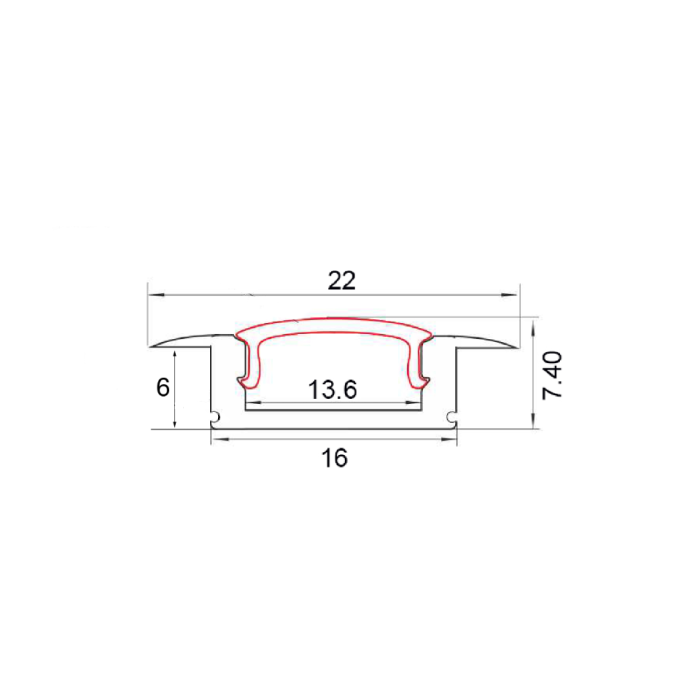 Προφίλ αλουμινίου χωνευτό για LED 15x10x3000mm Προφίλ αλουμινίου χωνευτό για LED 15x10x3000mm