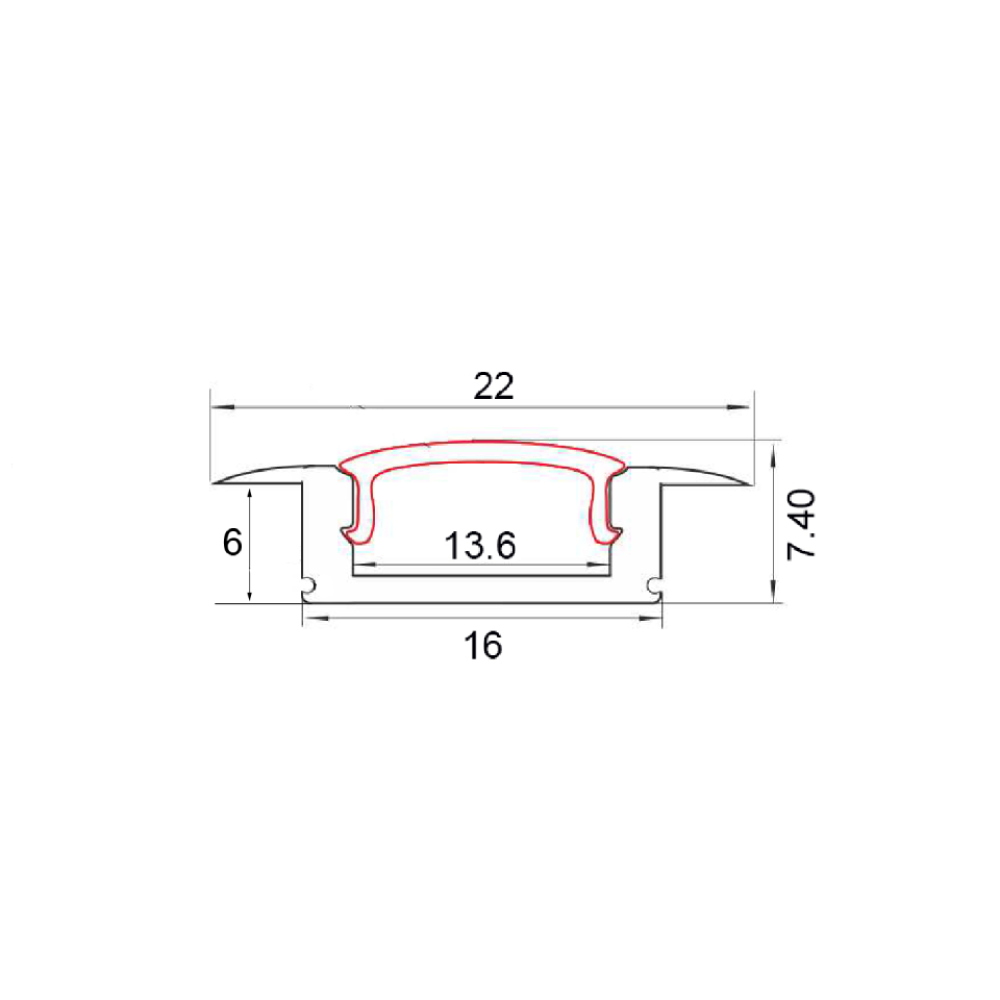 Προφίλ αλουμινίου χωνευτό για LED  15x10x3000mm μαύρο
