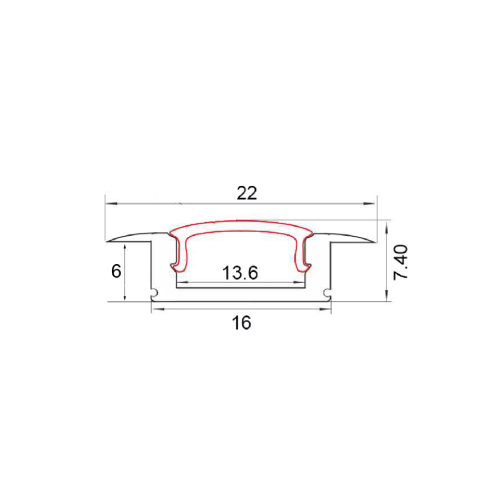 Προφίλ αλουμινίου χωνευτό για LED  15x10x3000mm μαύρο