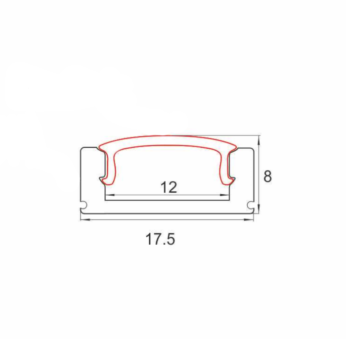 Προφίλ αλουμινίου εξωτερικό για LED 17,5x8x3000mm Προφίλ αλουμινίου εξωτερικό για LED 17,5x8x3000mm