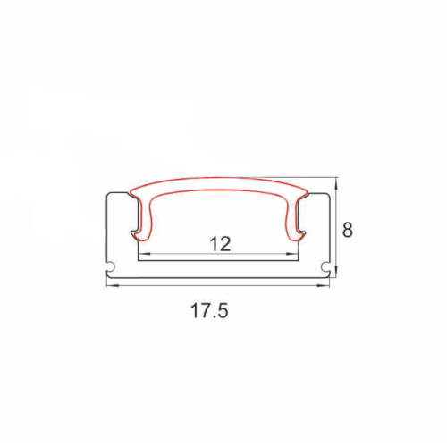 Προφίλ αλουμινίου εξωτερικό για LED 17,5x8x3000mm μαύρο