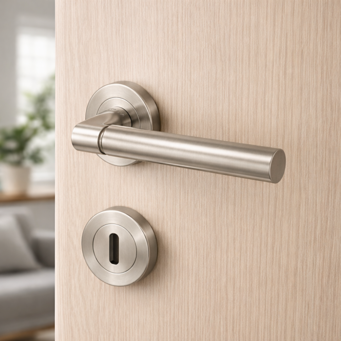 Χερούλι καμαρόπορτας AS-257 DAMLA ροζέτα σατέν  (1 σετ / 2 τεμ)