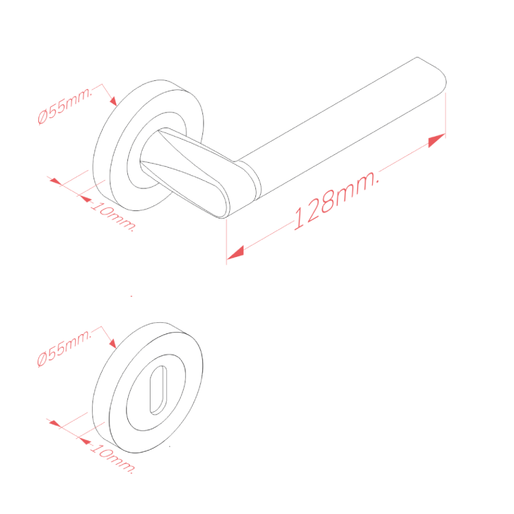 Χερούλι καμαρόπορτας AS-257 DAMLA ροζέτα μαύρο  (1 σετ / 2 τεμ)