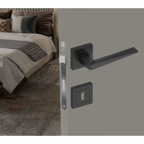 Χερούλι καμαρόπορτας AS-251 DILEK ροζέτα μαύρο  (1 σετ / 2 τεμ)