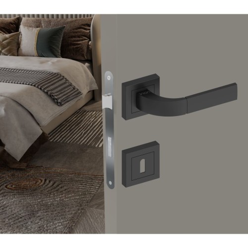 Χερούλι καμαρόπορτας ροζέτα AS-252 JALE  μαύρο (1 σετ / 2 τεμ)