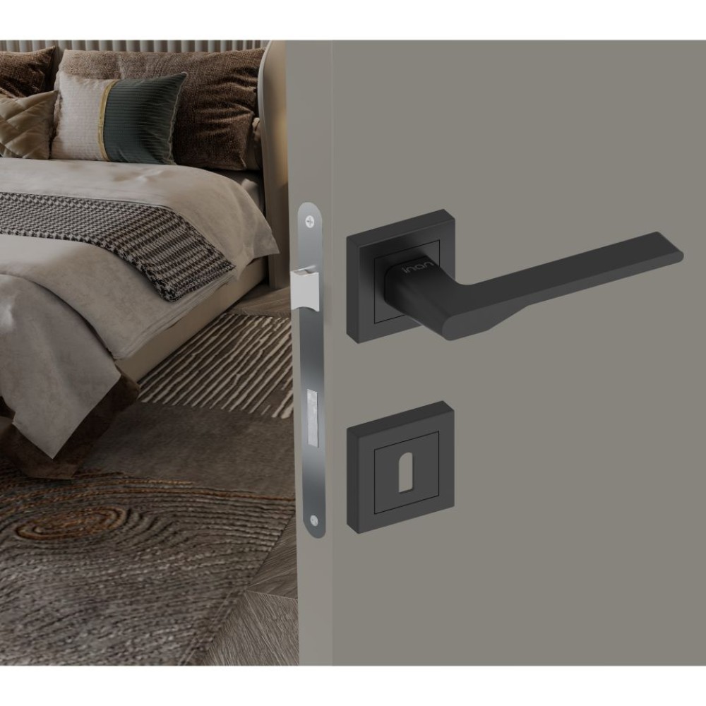 Χερούλι καμαρόπορτας AS-253 LEYLA ροζέτα μαύρο  (1 σετ / 2 τεμ)