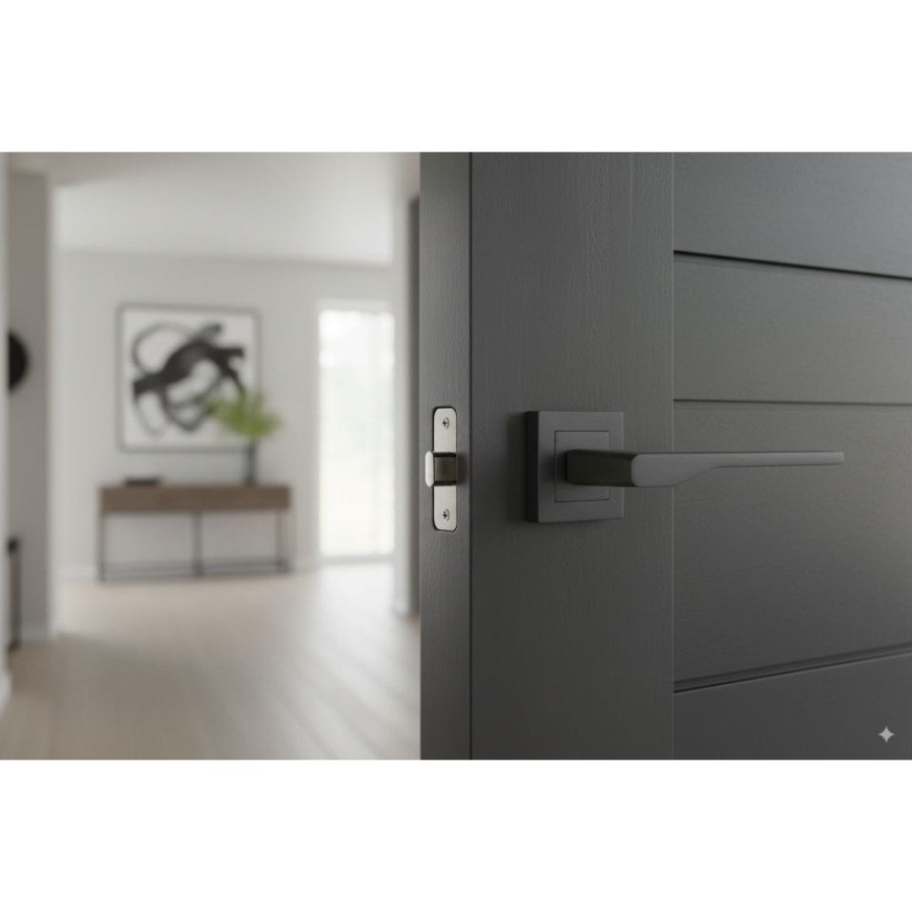 Χερούλι καμαρόπορτας AS-253 LEYLA ροζέτα μαύρο  (1 σετ / 2 τεμ)