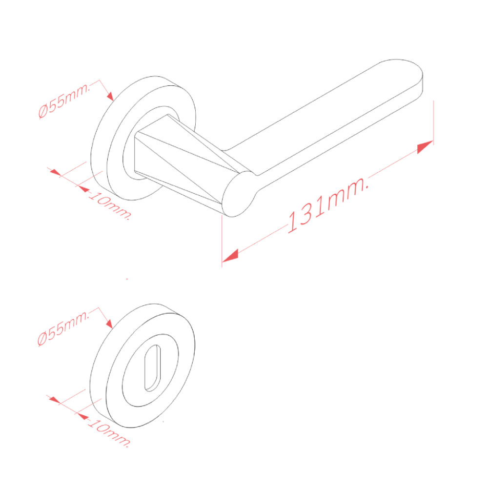 Χερούλι καμαρόπορτας AS-254 GAMZE ροζέτα μαύρο  (1 σετ / 2 τεμ)