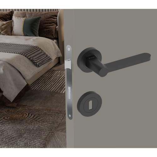 Χερούλι καμαρόπορτας AS-254 GAMZE ροζέτα μαύρο  (1 σετ / 2 τεμ)