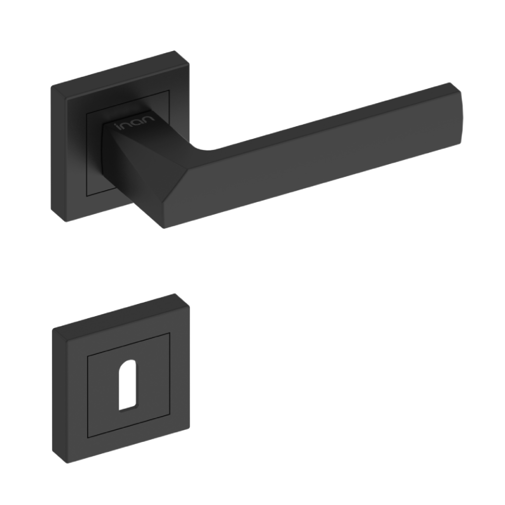 Χερούλι καμαρόπορτας AS-256 MINE ροζέτα μαύρο  (1 σετ / 2 τεμ)