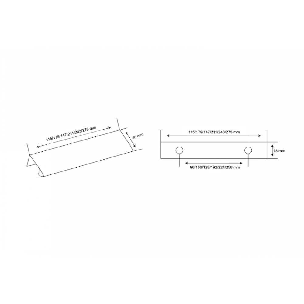 Λαβή επίπλου 826 μαύρο 128mm