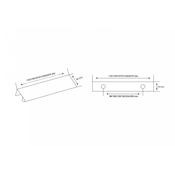 Λαβή επίπλου 826 μαύρο 128mm