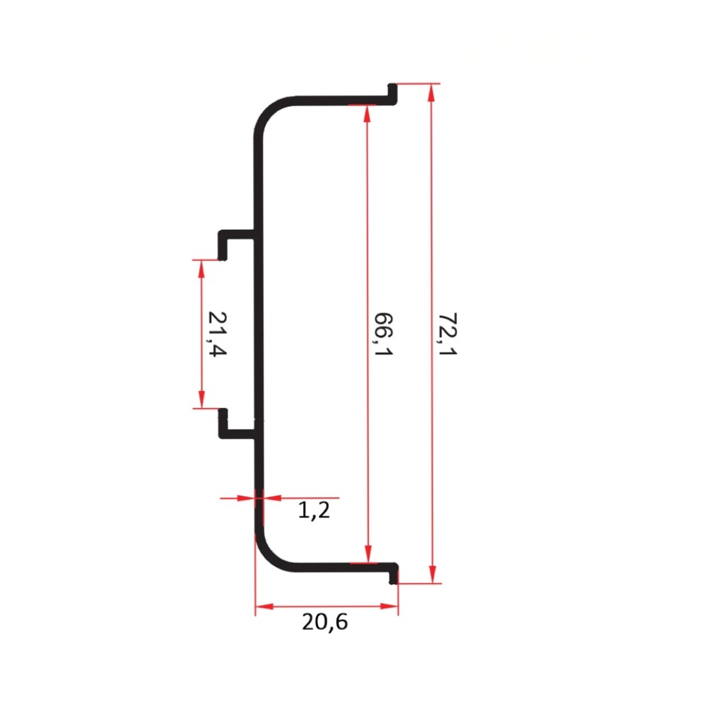 Προφίλ Gola "U" λευκό L=3000mm