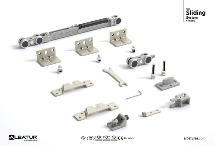 Μηχ/μός ALB 9701 Συρόμενης Πόρτας 120 Kg Φρένο Μονής Κατεύθυνσης για Πάχος 20-60 mm