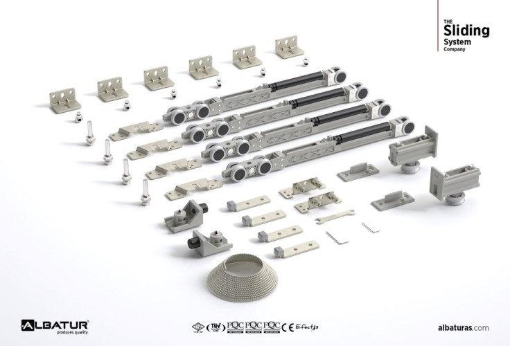 Μηχ/μός ALB 9820 Συγχρονισμού Συρόμενης Πόρτας 120 Kg Φρένο Διπλής Κατεύθυνσης για Πάχος 20-60 mm