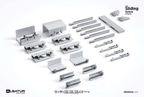 Μηχανισμός ALB 8223 συρόμενης 3-φυλλής ντουλάπας με φρένο για πόρτα από 16-20 mm