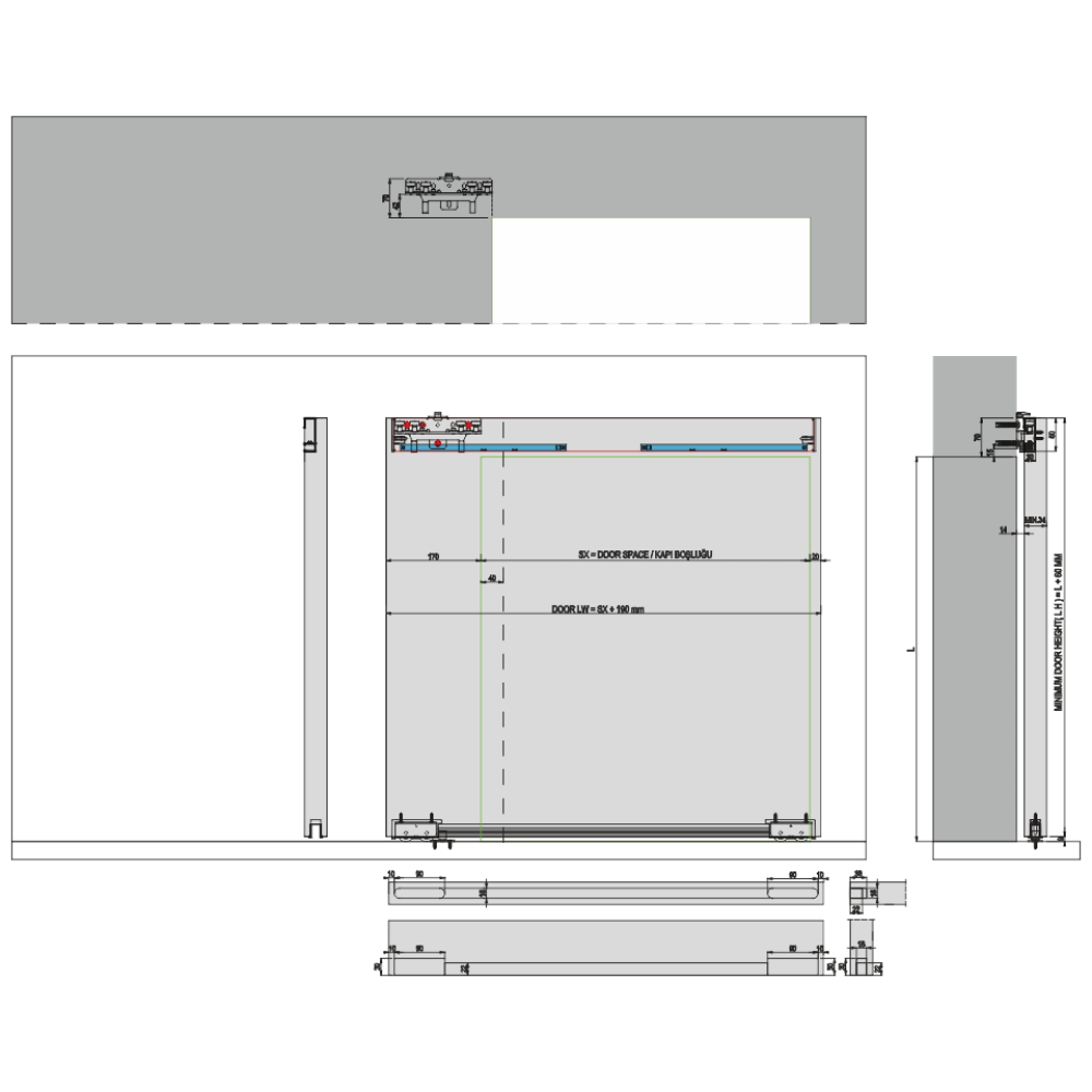 DoorSlide 8000 60 Kg - Μηχανισμός Συρόμενης Κρυφής Πόρτας  ''Magic Ghost Slowing''