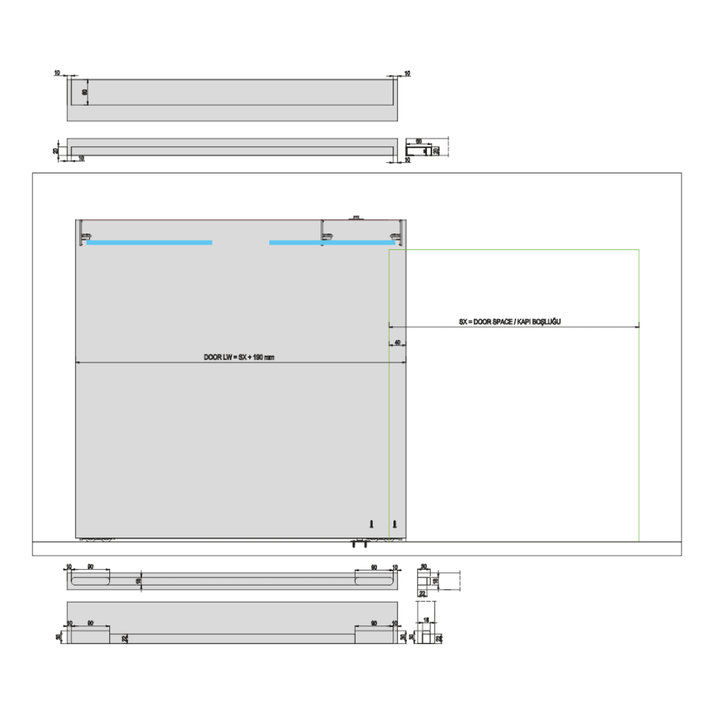 DoorSlide 8000 60 Kg - Μηχανισμός Συρόμενης Κρυφής Πόρτας  ''Magic Ghost Slowing''